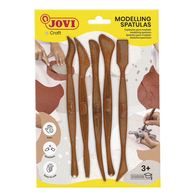 Picture of 1076-Modelling tool set 5 pieces. plastic SPATULAS